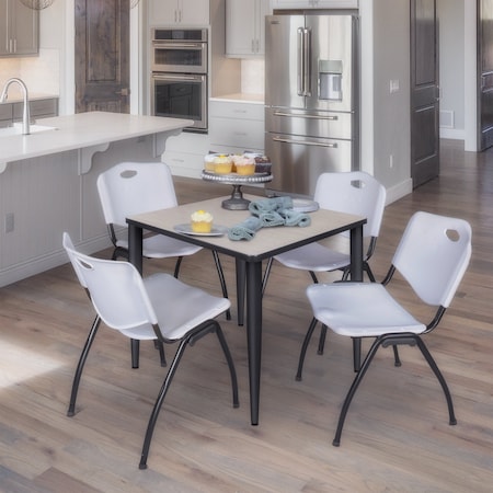 Regency Kahlo Square Table & Chair Sets, 30 W, 30 L, 29 H, Wood, Metal, Plastic Top, Maple TPL3030PLBK47GY